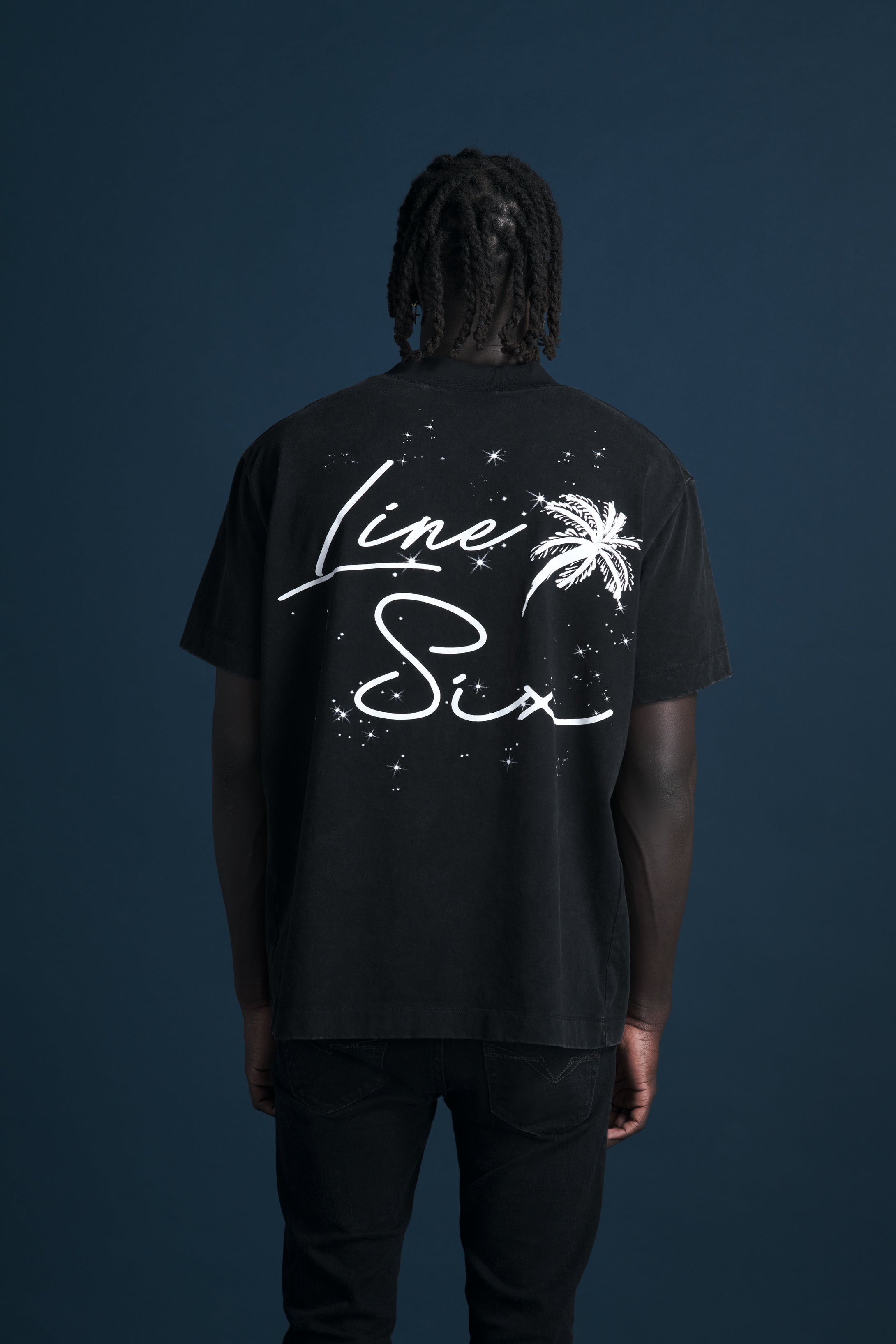 Black Stone Washed Palm Space T-Shirt