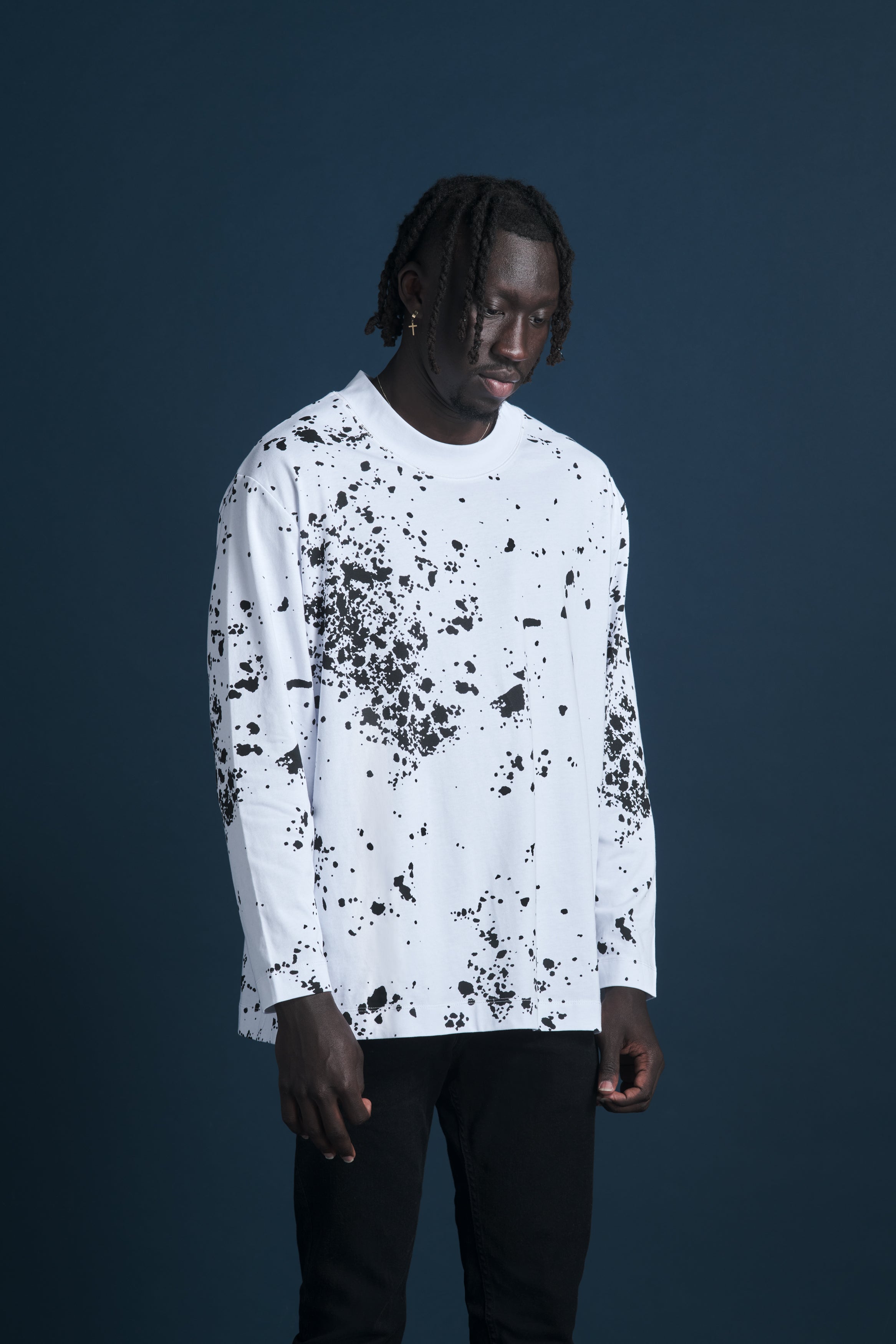 Splatter Print Logo Long Sleeve