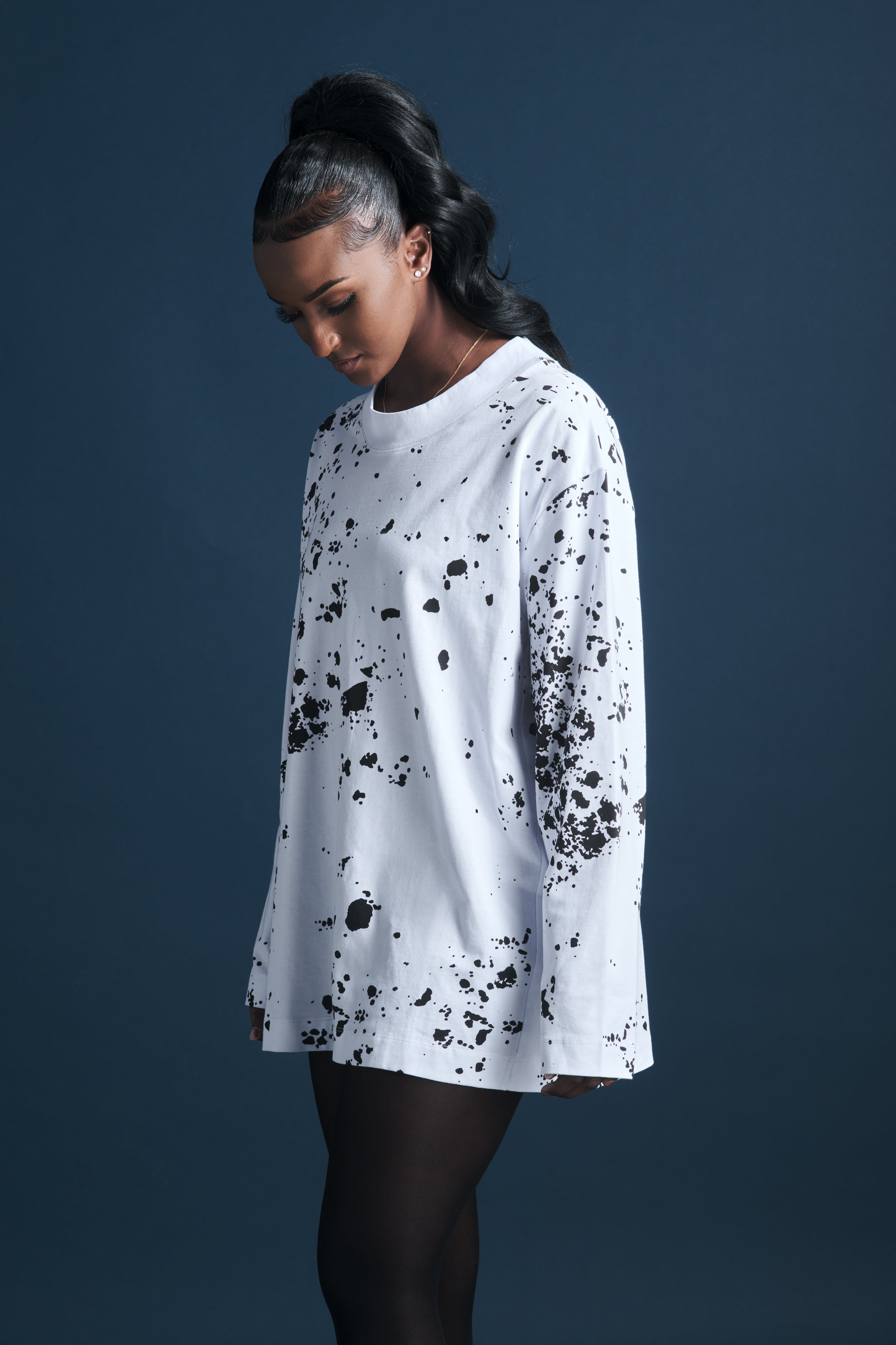 Splatter Print Logo Long Sleeve