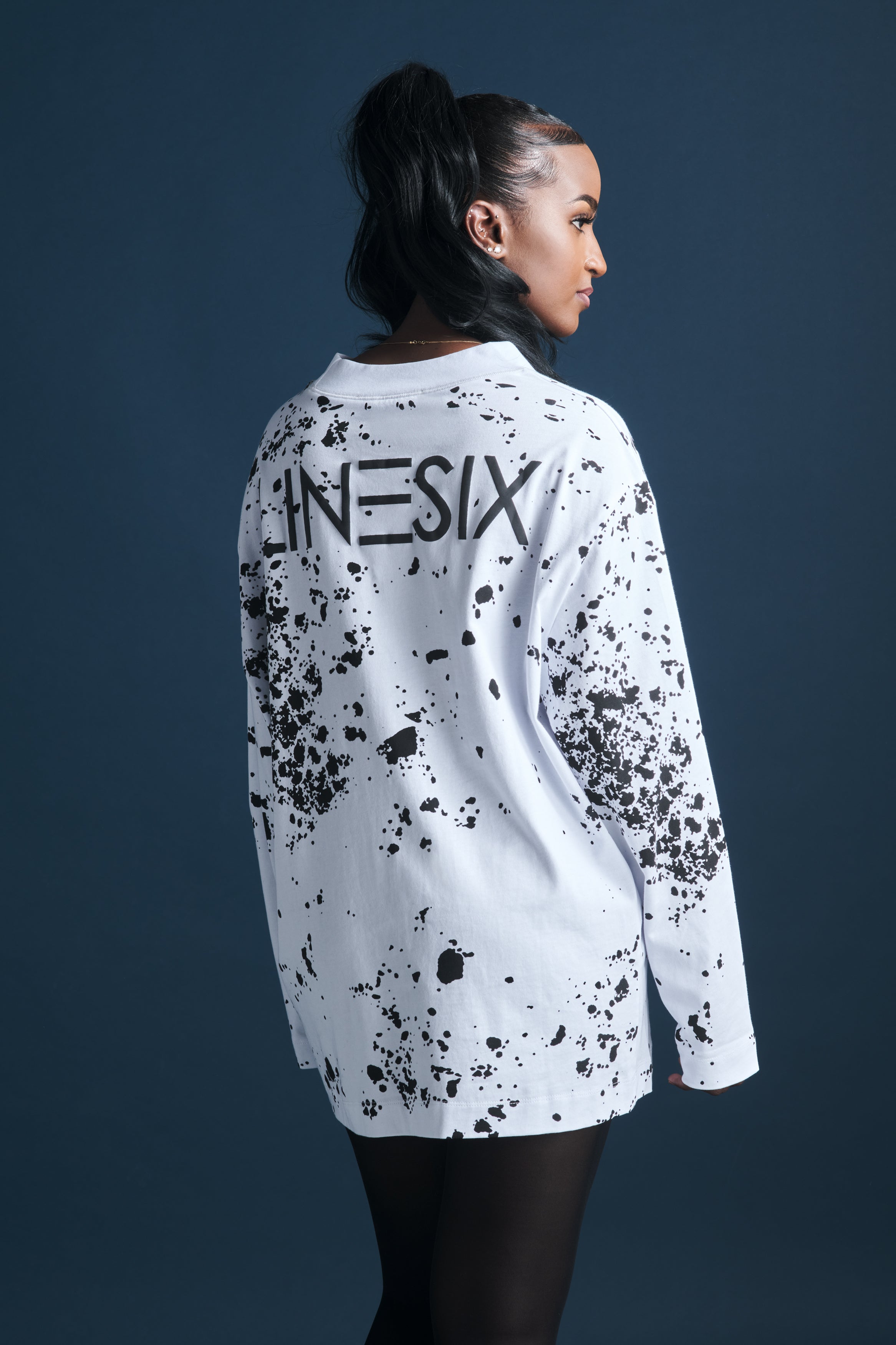 Splatter Print Logo Long Sleeve